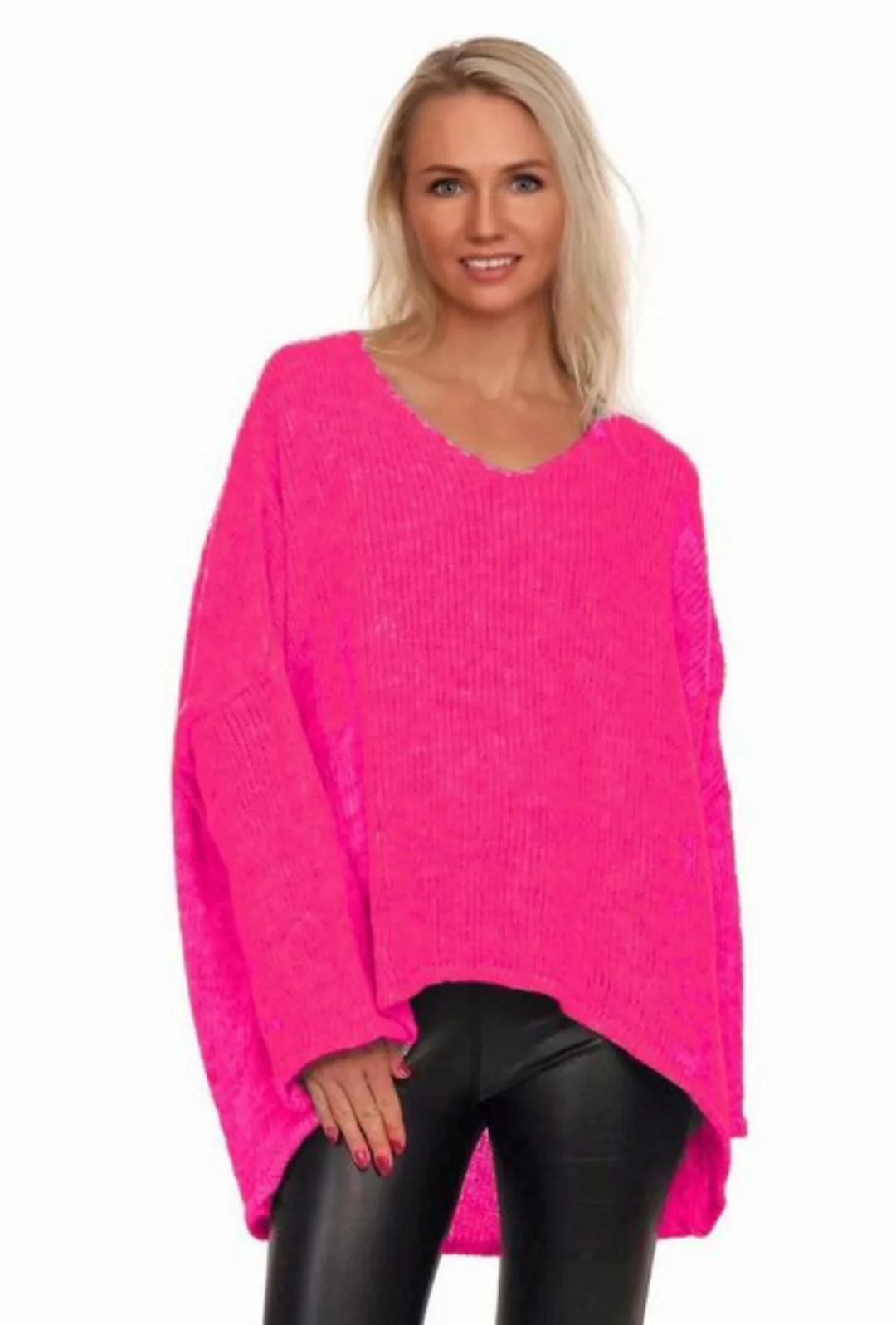 Charis Moda Strickpullover V-​Ausschnitt im Oversized Look vorne kurz hinte günstig online kaufen