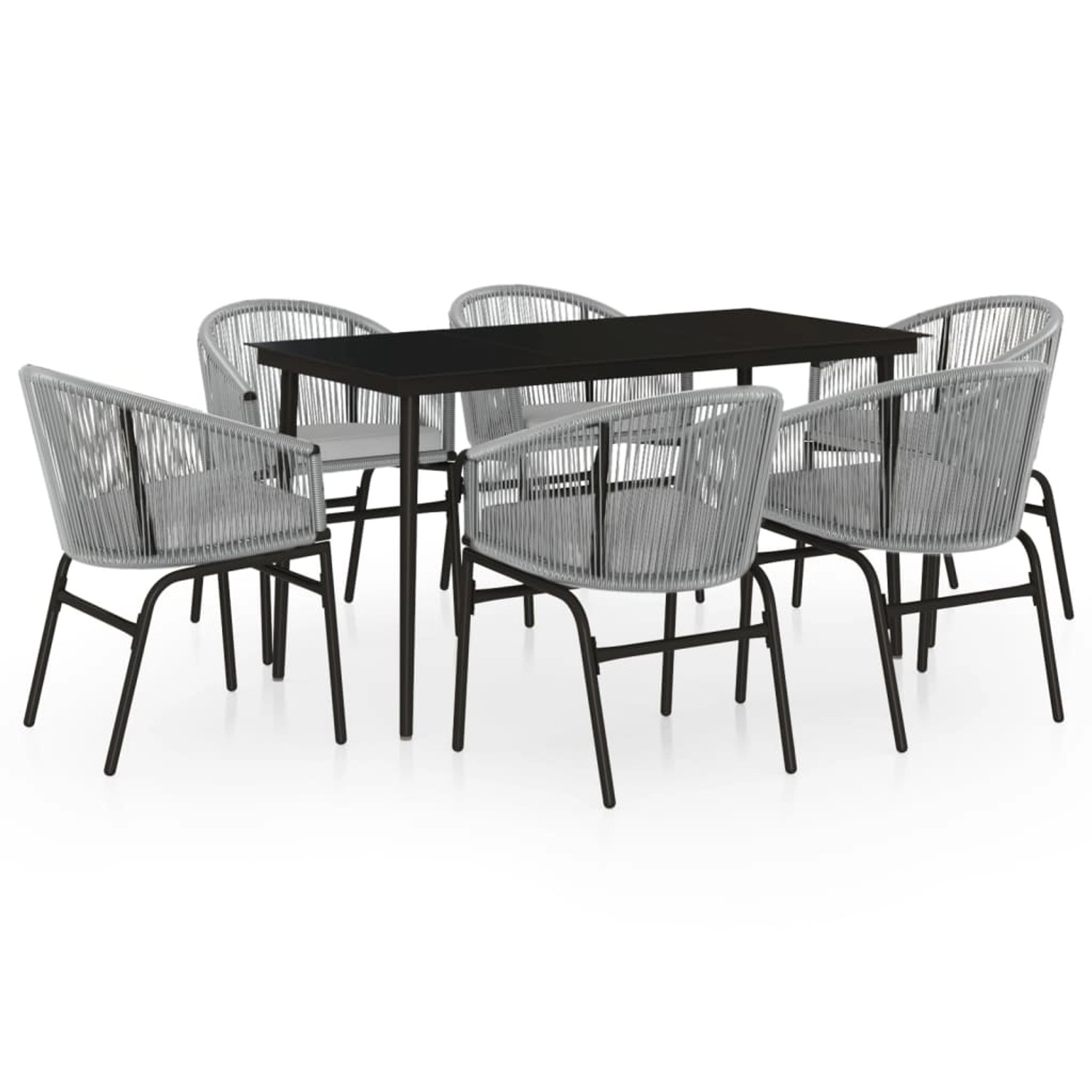 vidaXL 7-Tlg Garten-Essgruppe Grau 3099254 günstig online kaufen