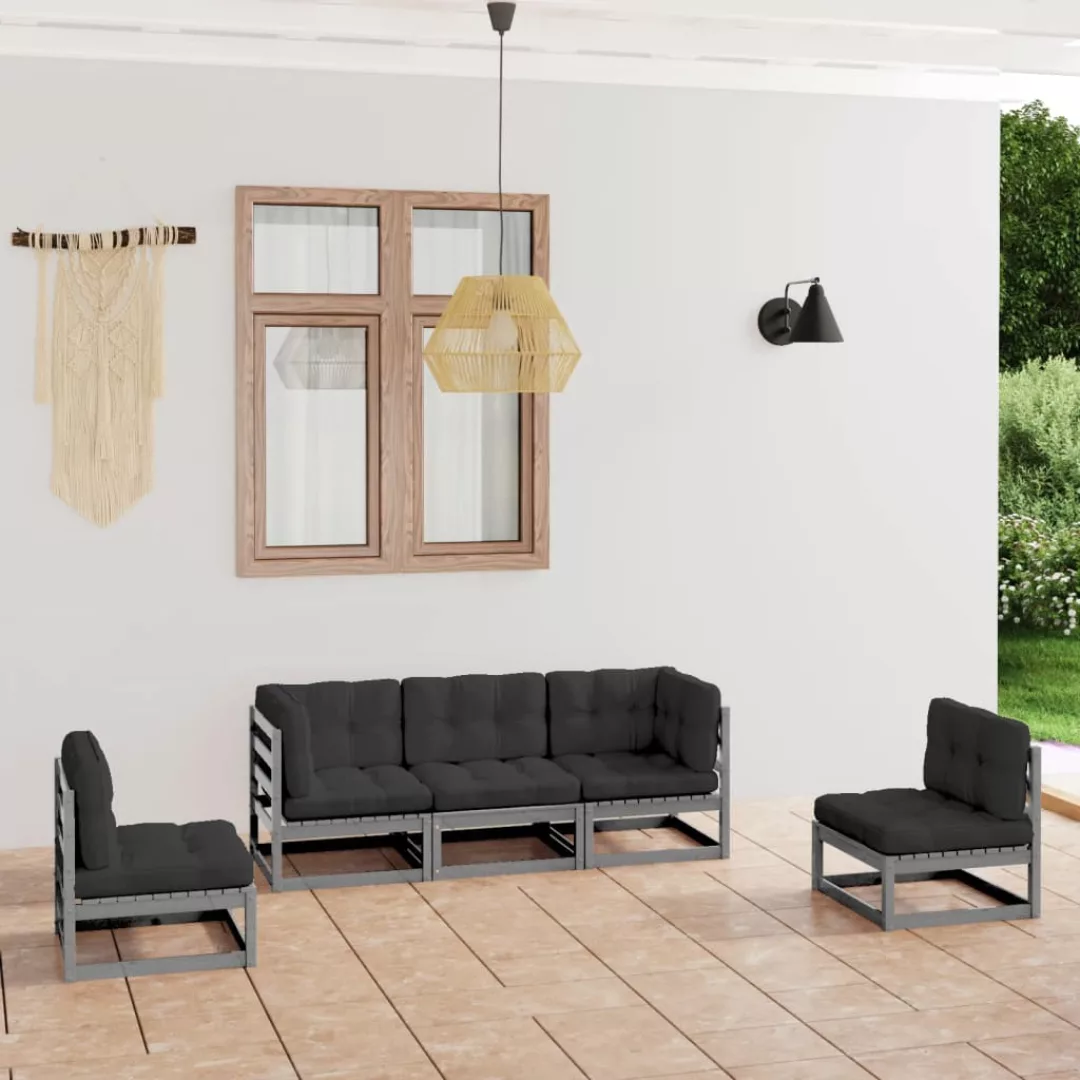 5-tlg. Garten-lounge-set Mit Kissen Kiefer Massivholz günstig online kaufen