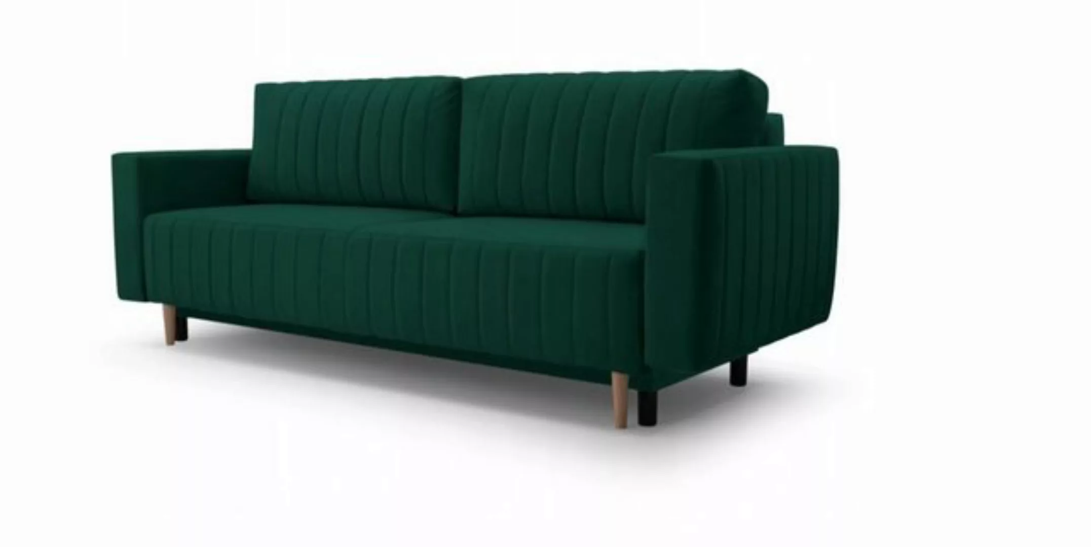 Beautysofa 3-Sitzer RAVI, 225 cm Veloursstoff Polstersofa, mit Bettfunktion günstig online kaufen