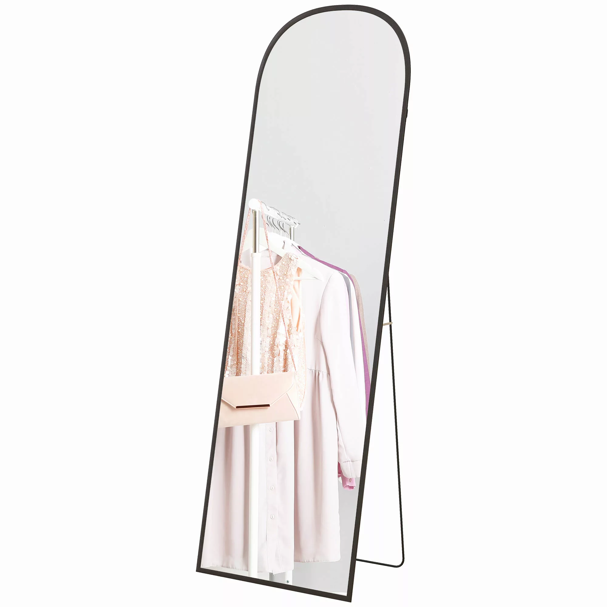 HOMCOM Ganzkörperspiegel, 161,5 x 50 cm Wandspiegel mit Ständer, Aluminiuml günstig online kaufen
