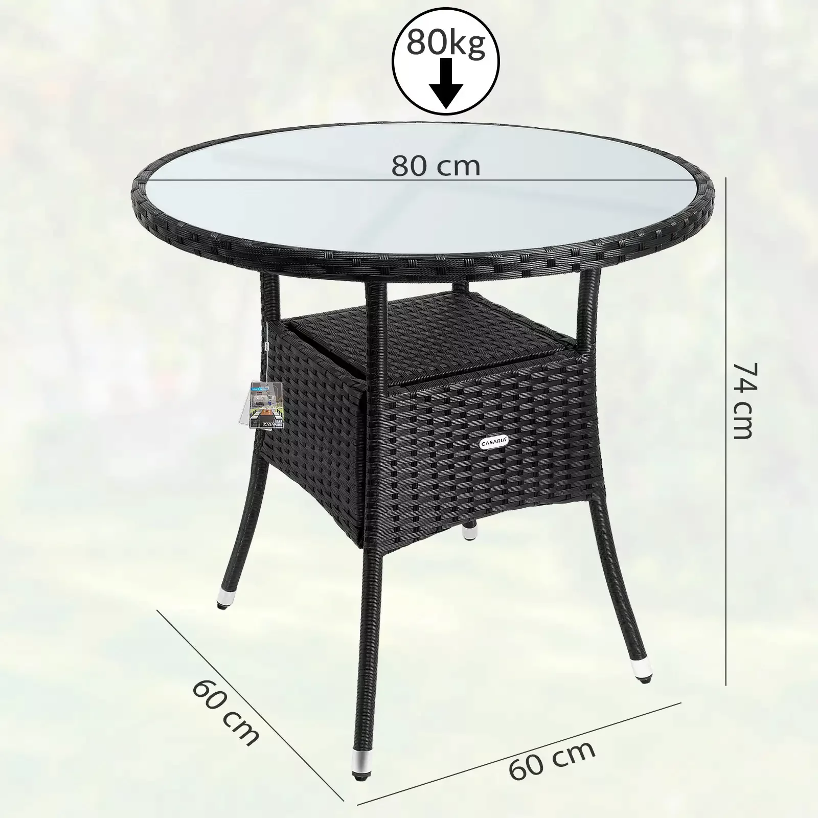 Polyrattan Tisch Schwarz Ø80cm günstig online kaufen