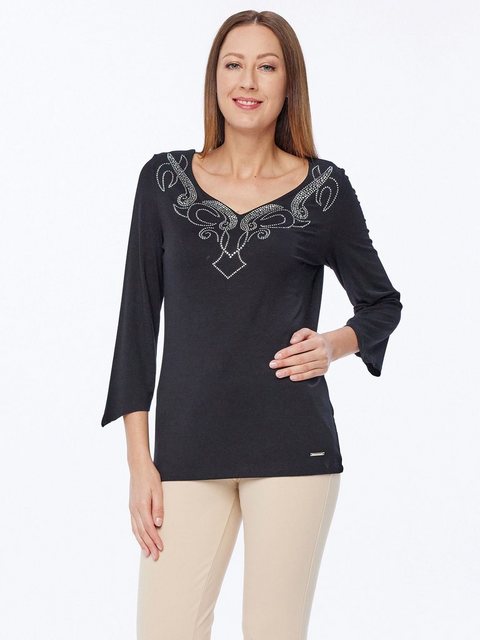 Sarah Kern Langarmshirt Longsleeve koerpernah mit Ziersteinchen veredelt günstig online kaufen