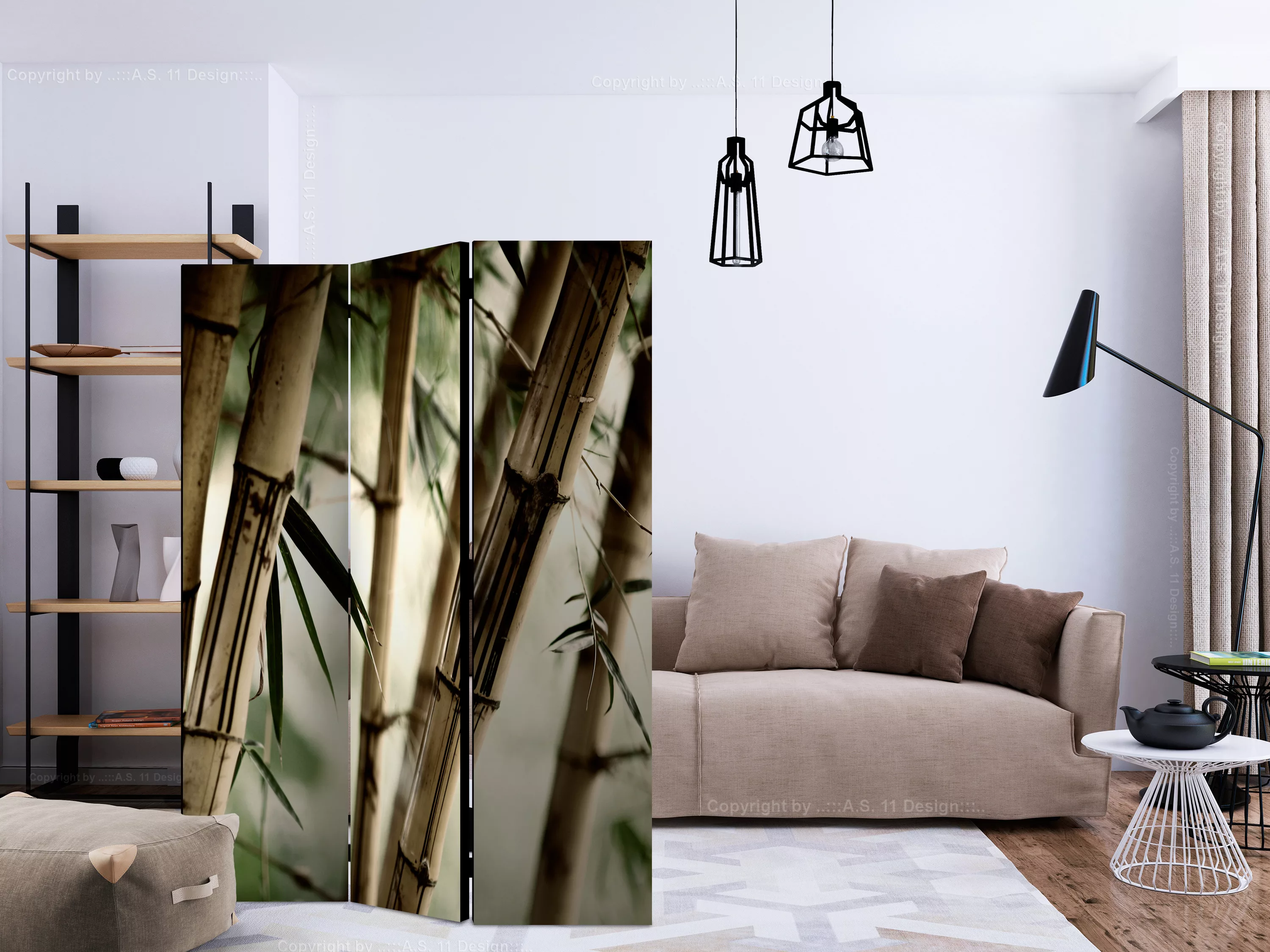 3-teiliges Paravent - Fog And Bamboo Forest [room Dividers] günstig online kaufen