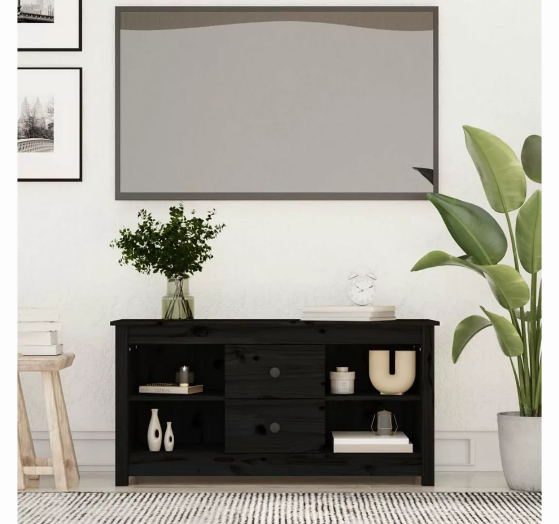 furnicato TV-Schrank Schwarz 103x36,5x52 cm Massivholz Kiefer günstig online kaufen