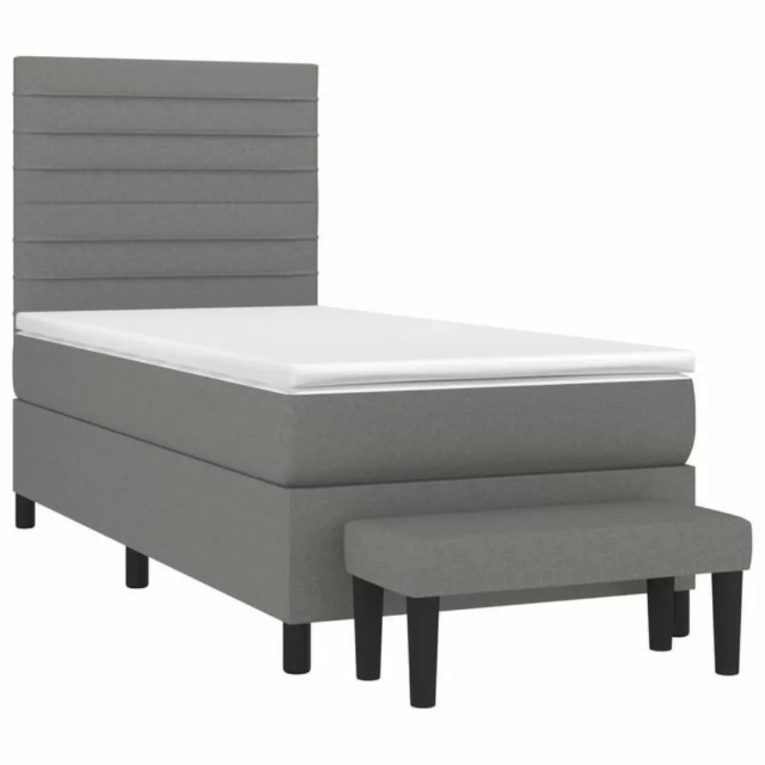 vidaXL Bett Boxspringbett mit Matratze Dunkelgrau 80x200 cm Stoff günstig online kaufen