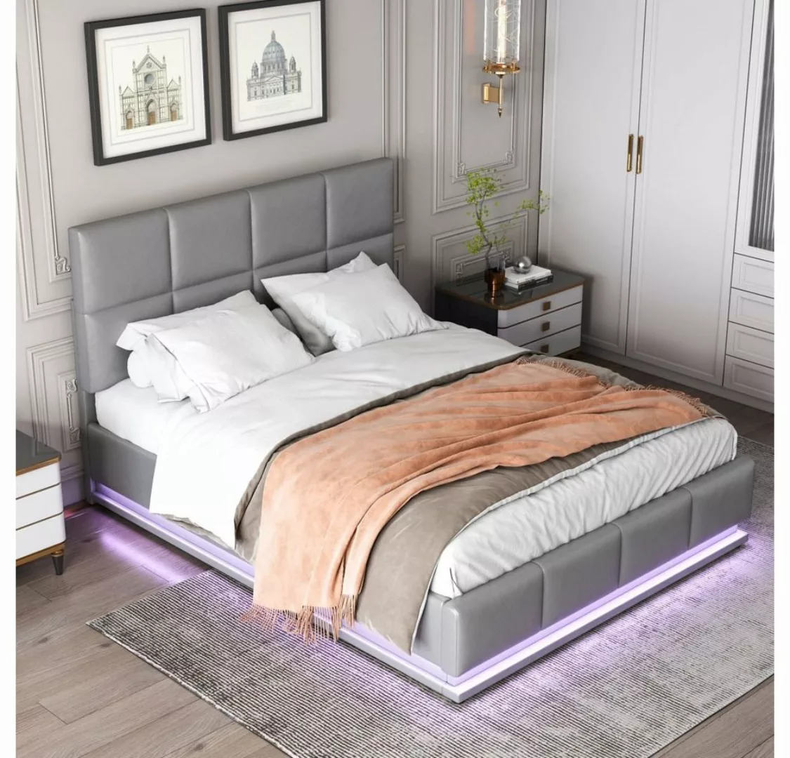 Fangqi Polsterbett 140x200cm großes Polsterbett mit LED-Beleuchtung und hyd günstig online kaufen