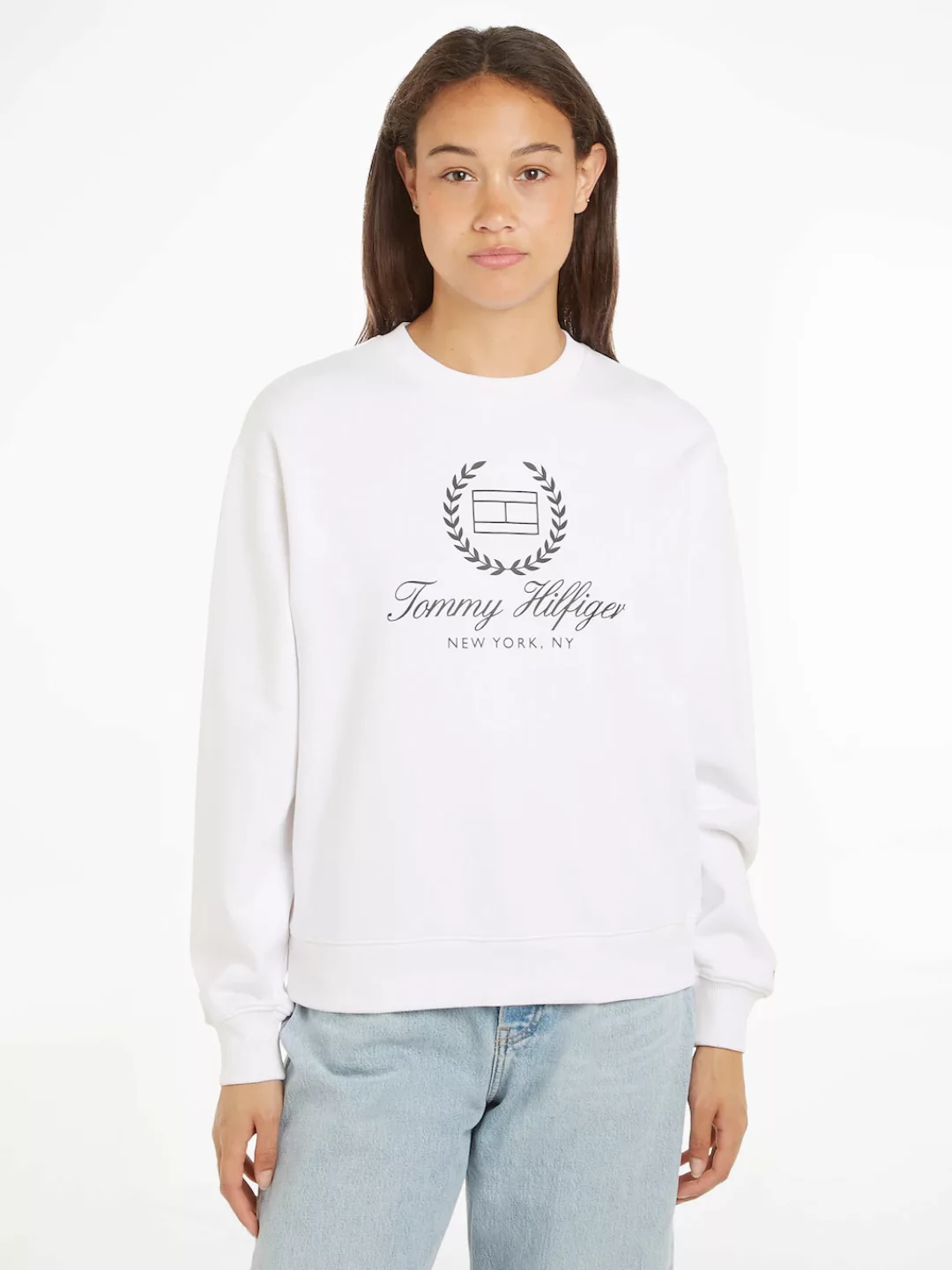 Tommy Hilfiger Sweatshirt "REG FLAG SCRIPT CNK SWTSHRT", mit Logodruck auf günstig online kaufen