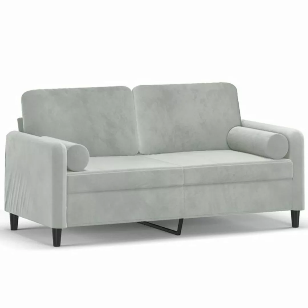 vidaXL Sofa 2-Sitzer-Sofa mit Zierkissen Hellgrau 140 cm Samt günstig online kaufen