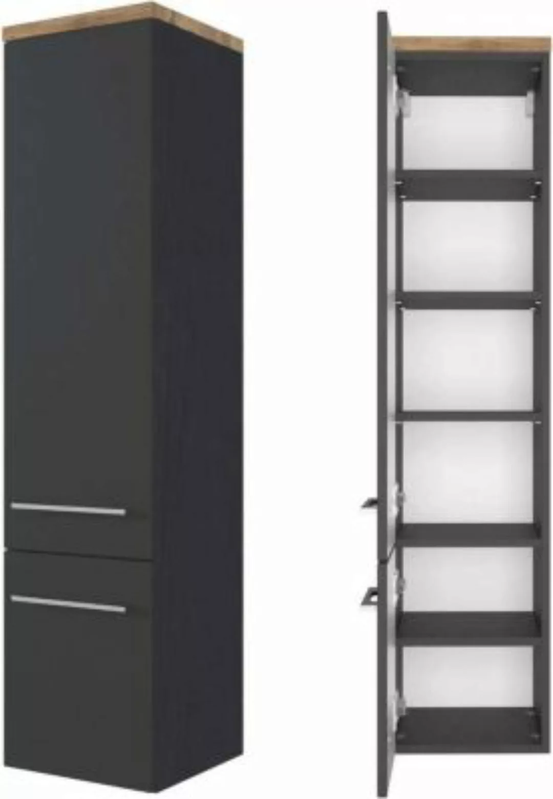 Lomadox Badezimmer Midischrank Hochschrank 30 cm TAREE-03 in matt grau schw günstig online kaufen