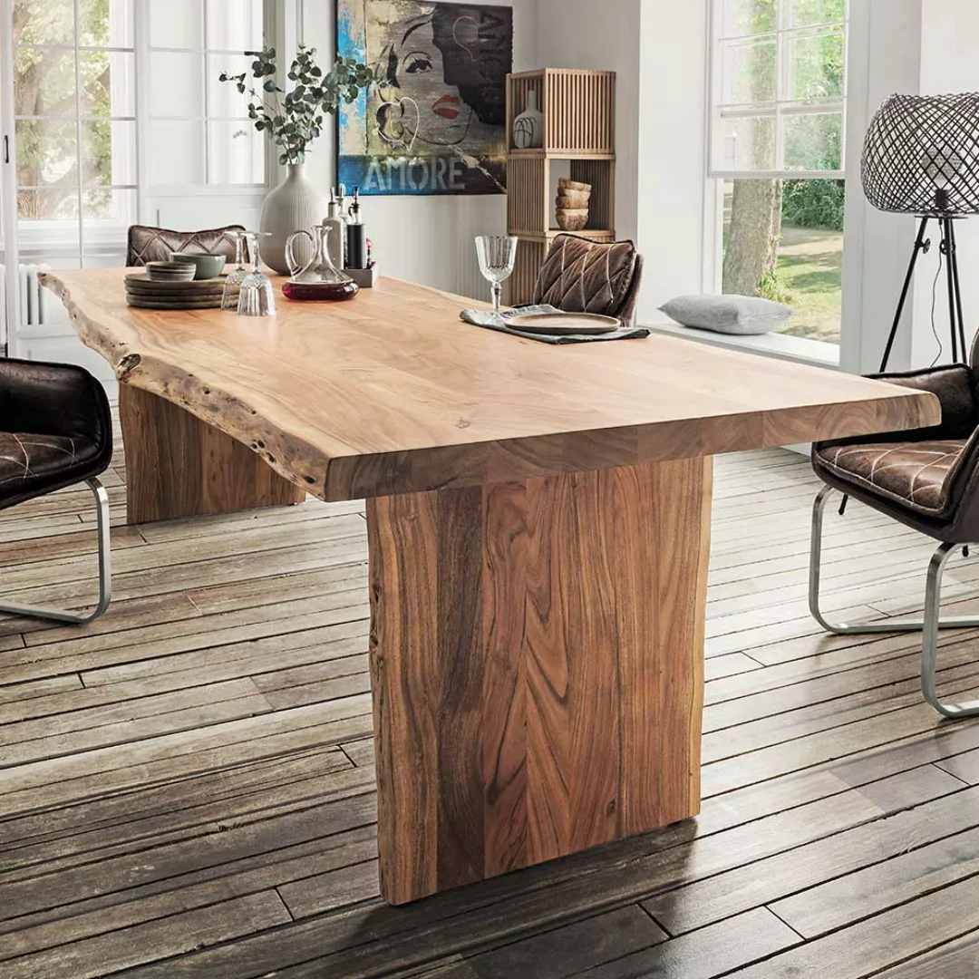 Massivholztisch mit Baumkante rustikal günstig online kaufen