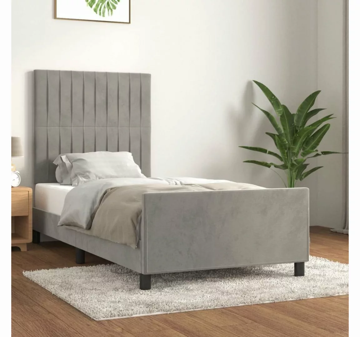 vidaXL Bett Bettgestell mit Kopfteil Hellgrau 80x200 cm Samt günstig online kaufen