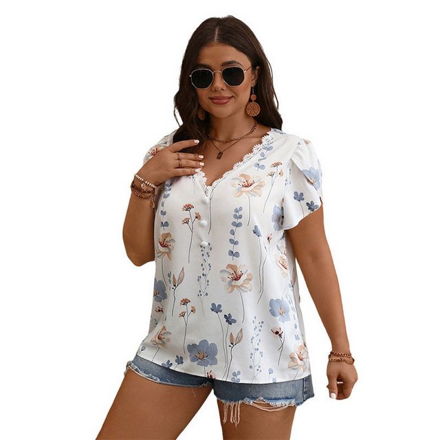 YRIIOMO T-Shirt Sommer Patchwork Druckhemd Plus Größe Lose Damenbekleidung günstig online kaufen