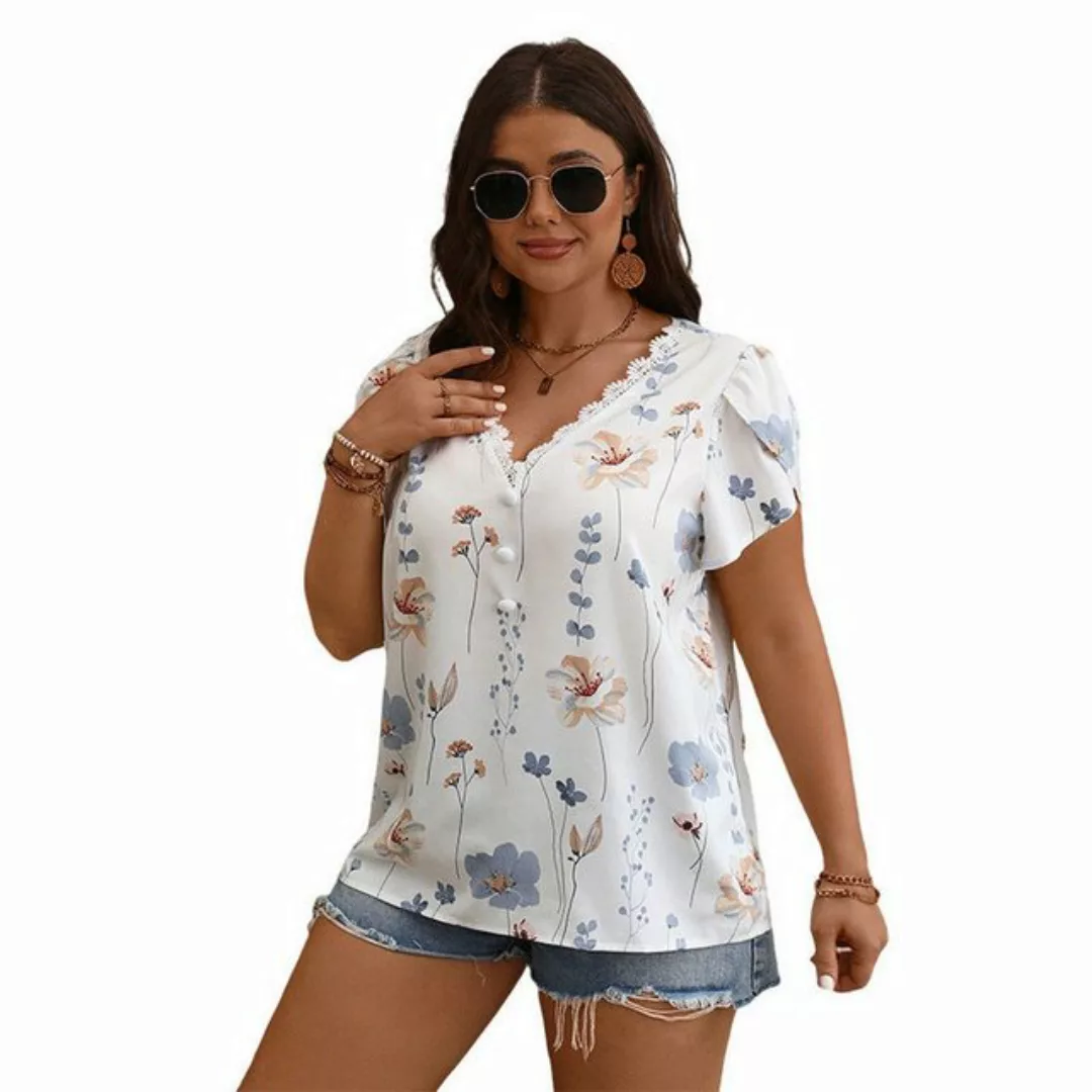 YRIIOMO T-Shirt Sommer Patchwork Druckhemd Plus Größe Lose Damenbekleidung günstig online kaufen