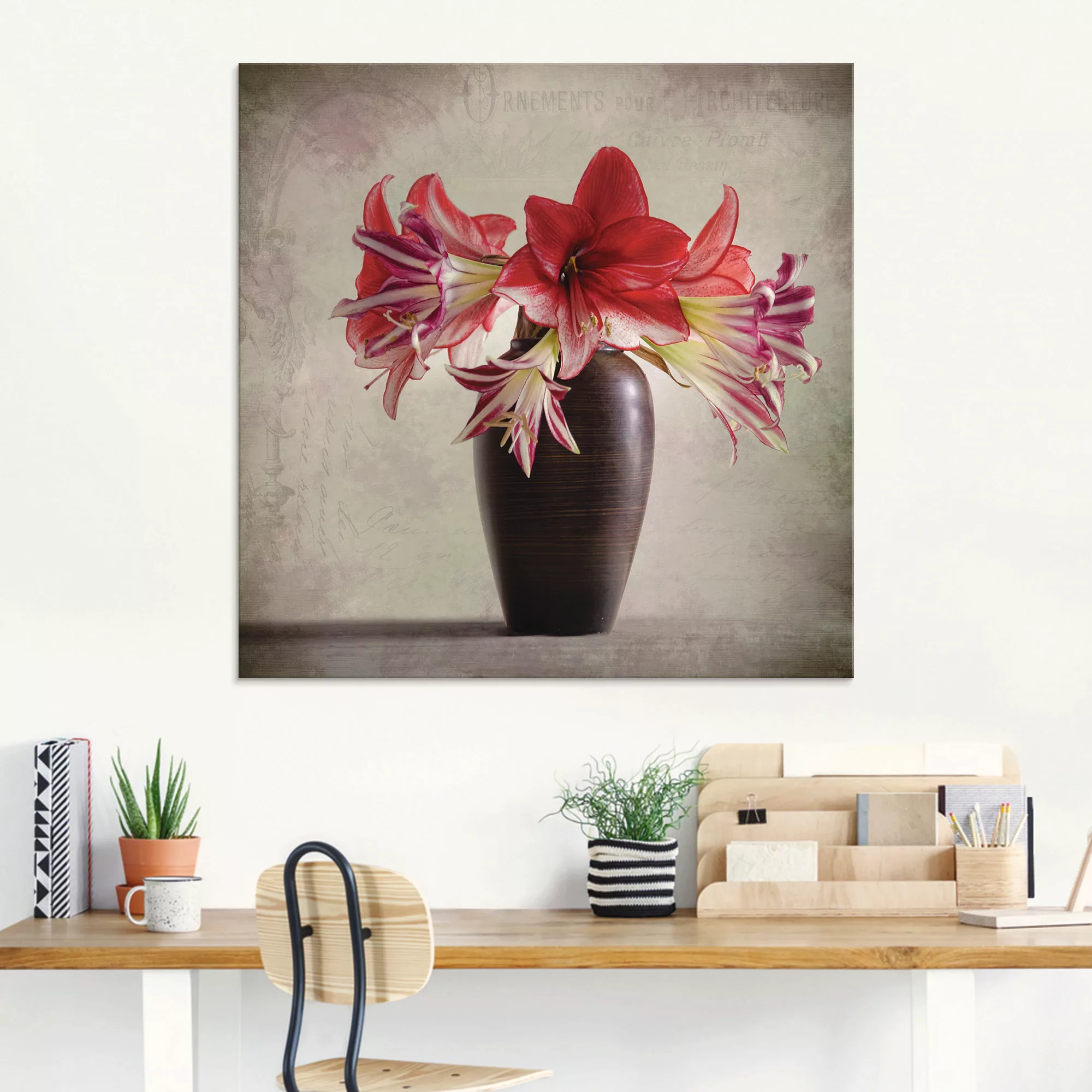 Artland Glasbild »Amaryllis Vintage II«, Blumen, (1 St.) günstig online kaufen