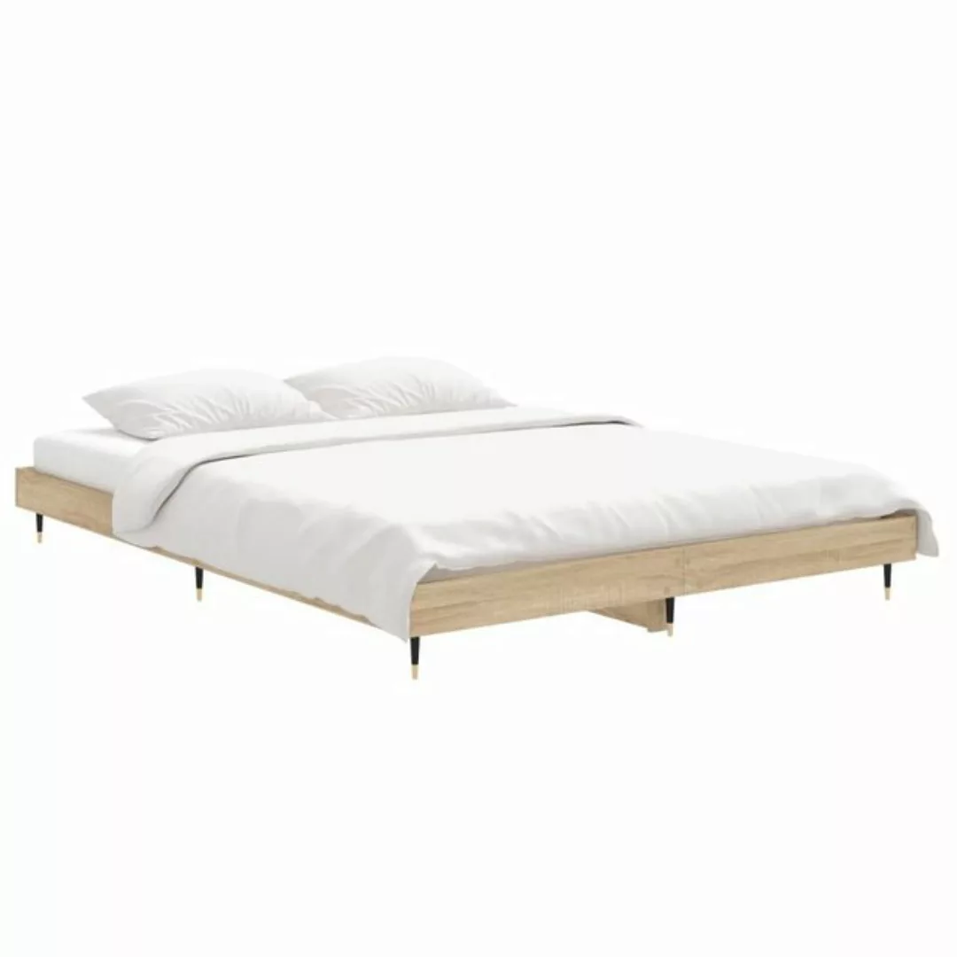 furnicato Bettgestell Sonoma-Eiche 135x190 cm Holzwerkstoff (1-tlg) günstig online kaufen