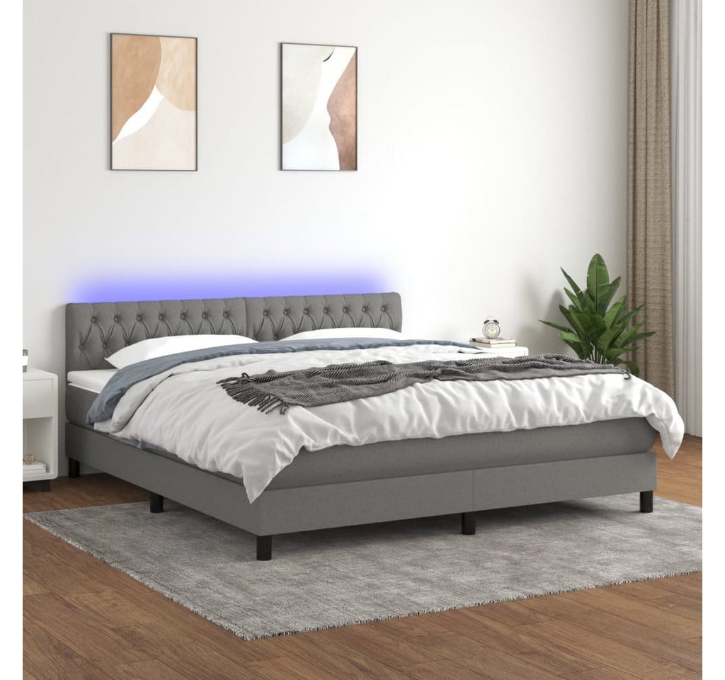 vidaXL Boxspringbett Boxspringbett mit Matratze LED Dunkelgrau 160x200 cm S günstig online kaufen