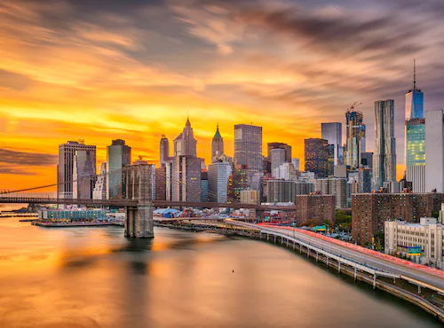 Papermoon Fototapete »Manhattan Skyline Sunset« günstig online kaufen