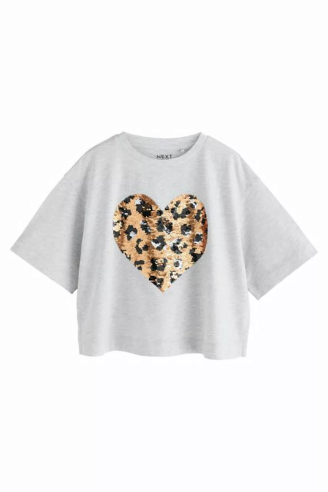 Next Paillettenshirt T-Shirt mit Animalprint-Paillettenherz (1-tlg) günstig online kaufen