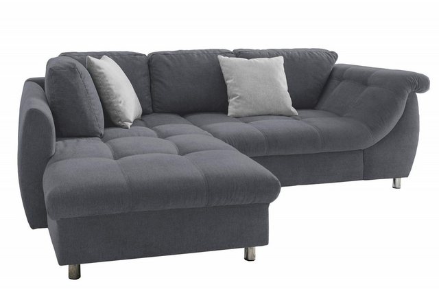 luma-home Ecksofa 17112, 250x190 cm, Ottomane links, Bettfunktion, Wellenun günstig online kaufen