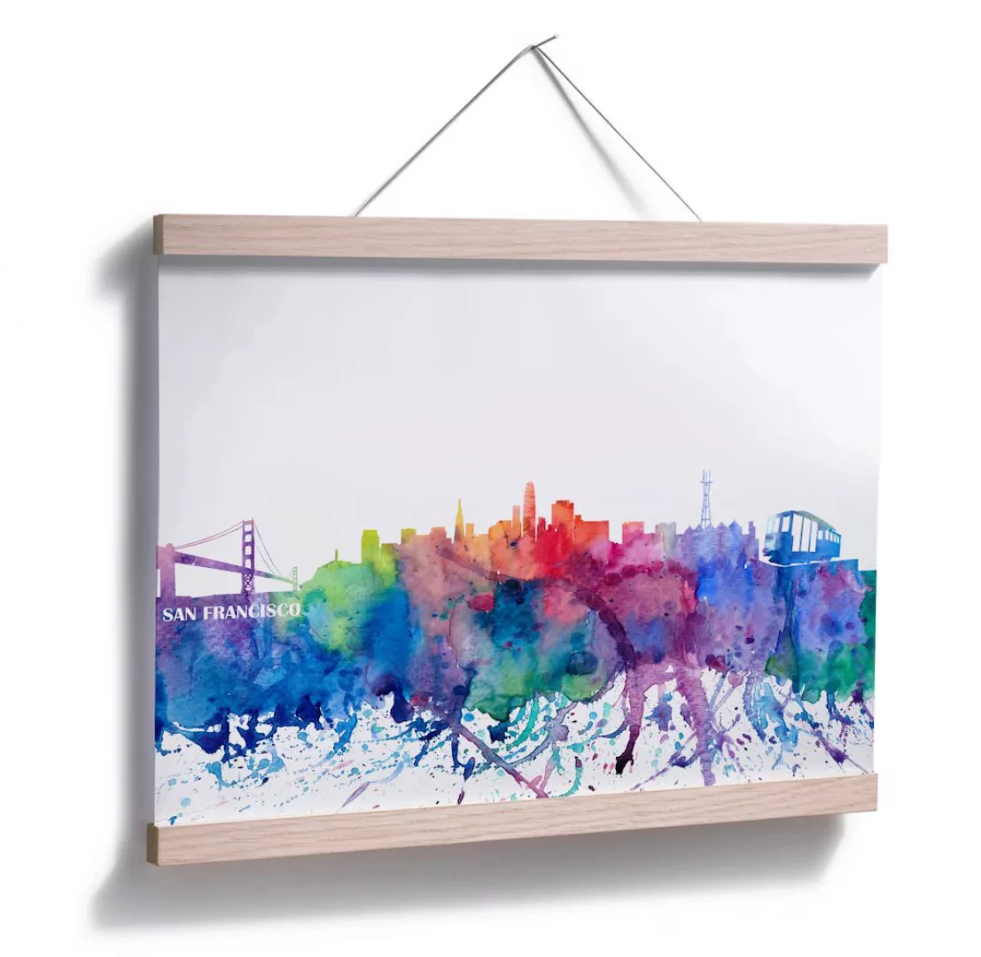 Wall-Art Poster "San Francisco Aquarell Skyline", Stadt, (1 St.), Poster oh günstig online kaufen