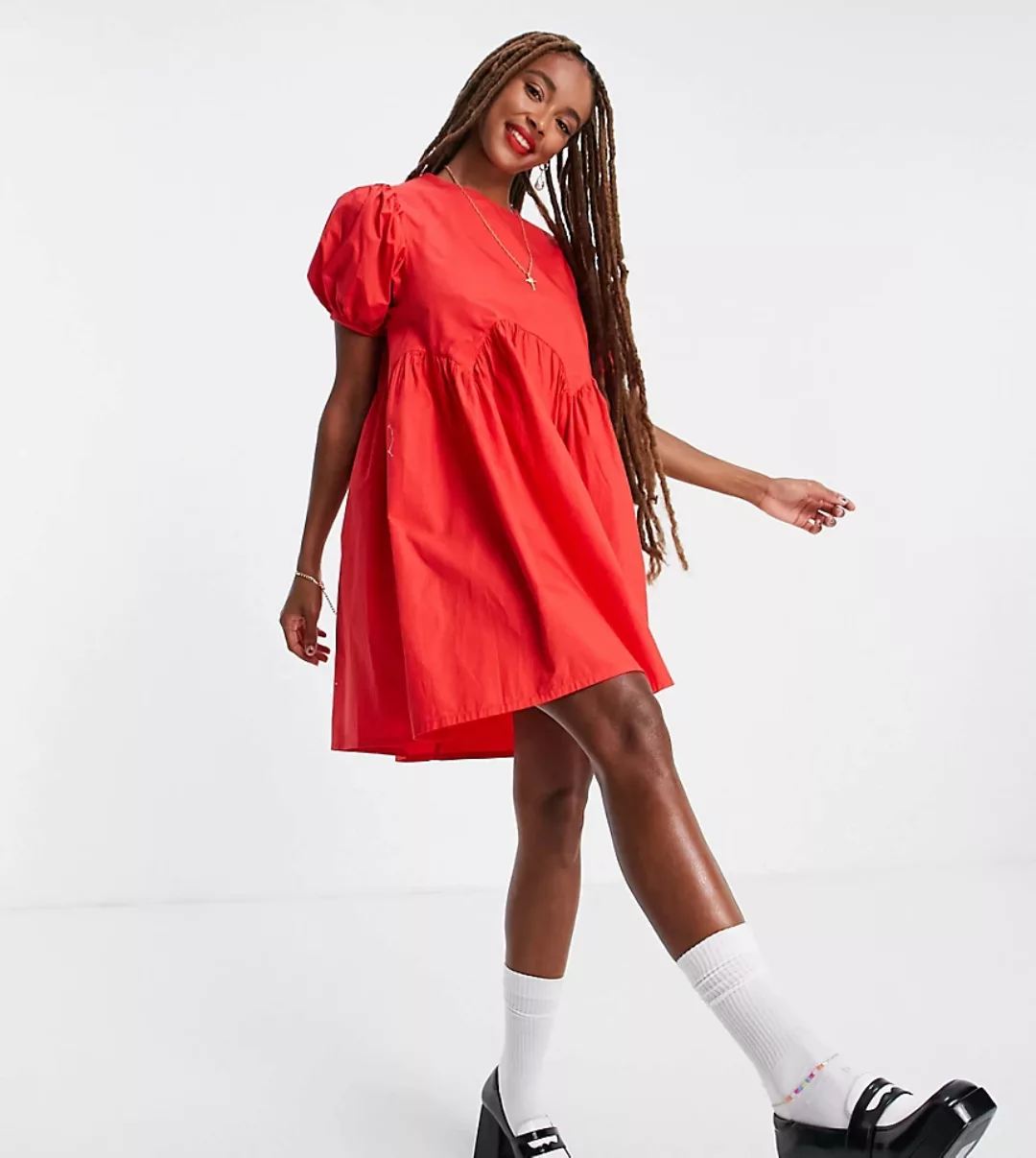 COLLUSION – Hänger-Minikleid mit Taillendetail in Rot-Orange günstig online kaufen
