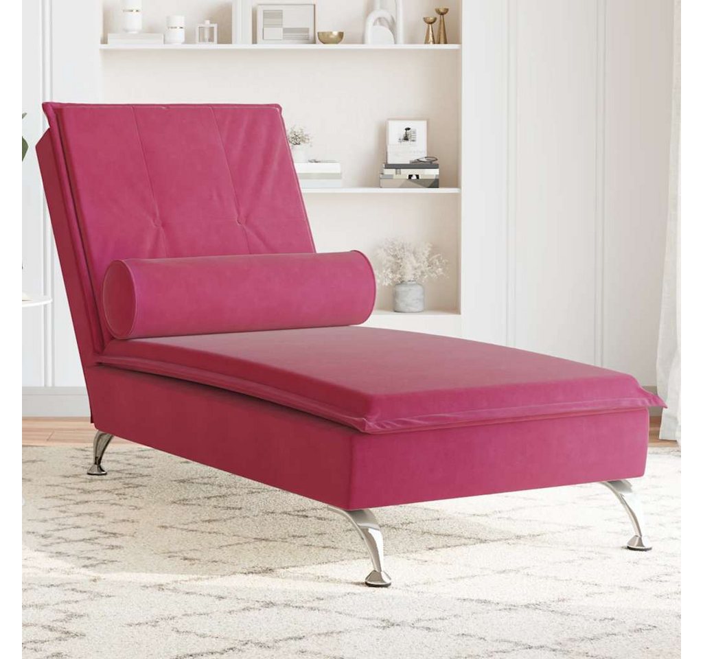 vidaXL Chaiselongue, Massage-Chaiselongue mit Nackenrolle Weinrot Samt günstig online kaufen