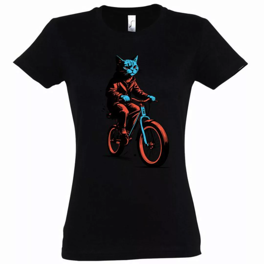 Youth Designz Print-Shirt Katze Fahrrad Damen T-Shirt mit modischem Frontpr günstig online kaufen