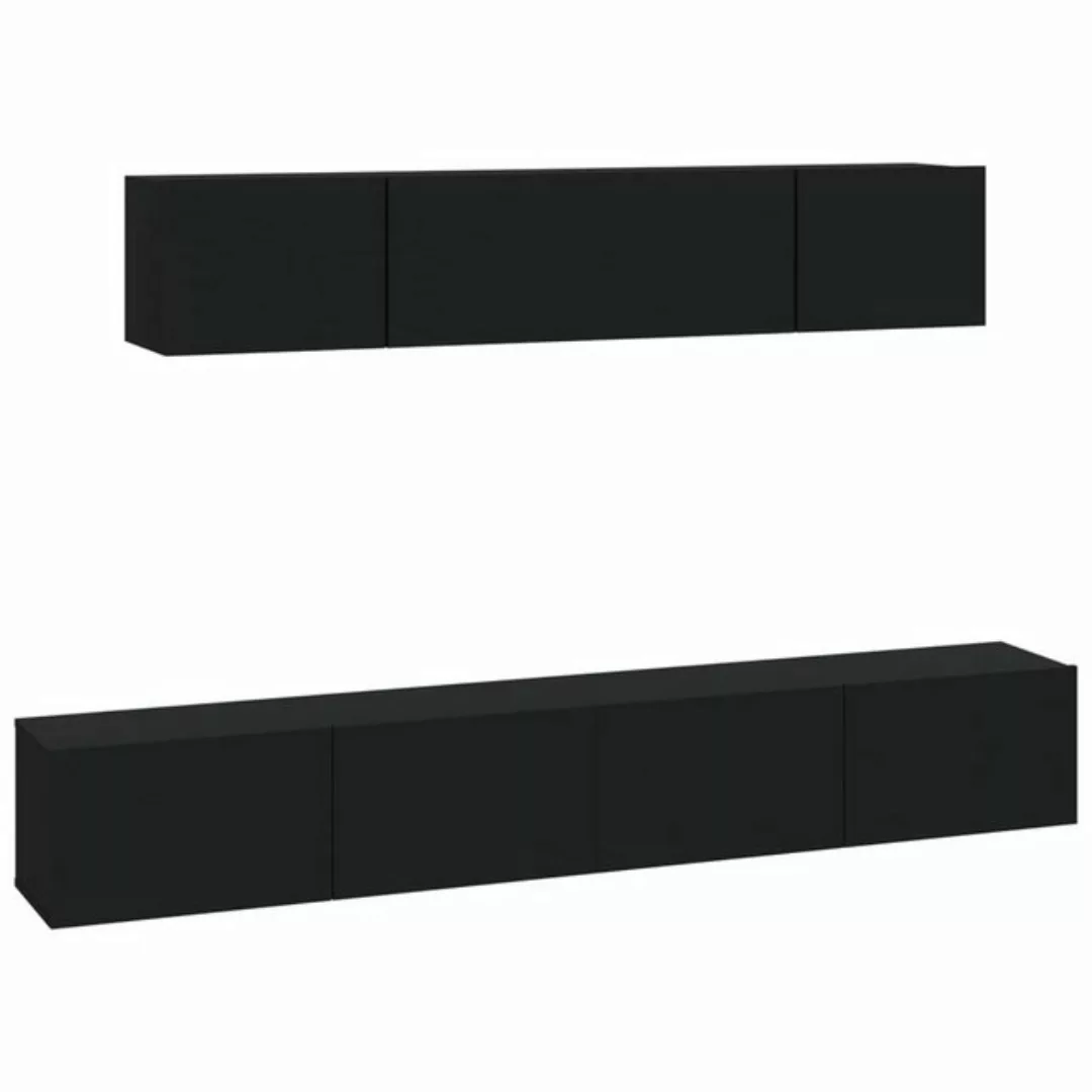 vidaXL TV-Schrank 4-tlg. TV-Schrank-Set Schwarz Holzwerkstoff (4-St) günstig online kaufen