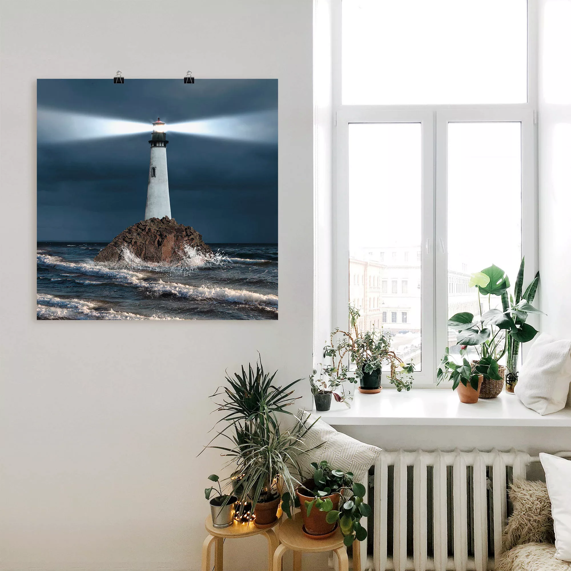 Artland Wandbild "Bild von Leuchtturm mit Lichtstrahl", Gebäude, (1 St.), a günstig online kaufen