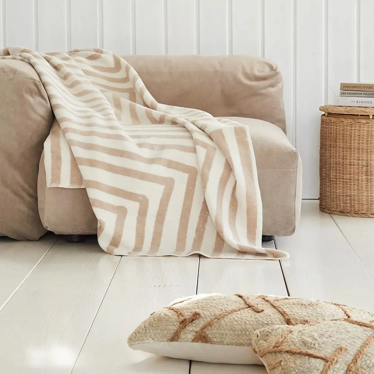 Ibena Jacquard Decke Koloa beige wollweiß günstig online kaufen