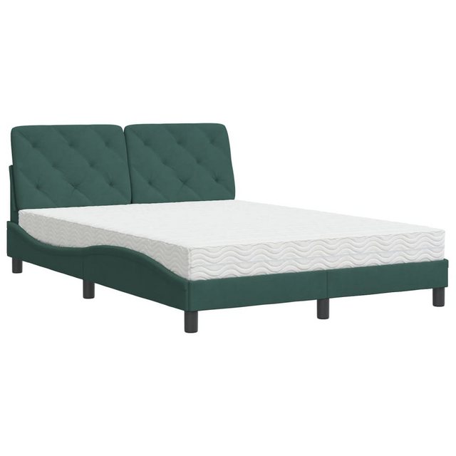 vidaXL Bett Bett mit Matratze Dunkelgrün 120x200 cm Samt günstig online kaufen