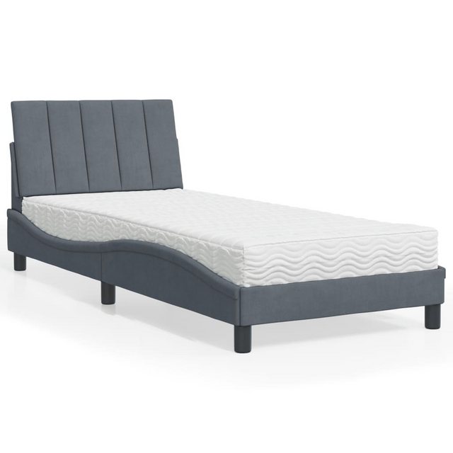 vidaXL Bett Bett mit Matratze Dunkelgrau 80x200 cm Samt günstig online kaufen