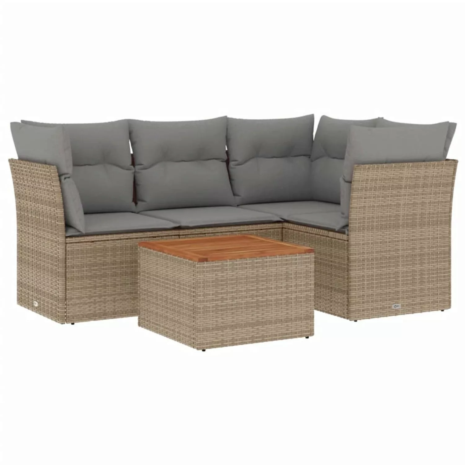 vidaXL 5-tlg Garten-Sofagarnitur mit Kissen Beige Poly Rattan Modell 63 günstig online kaufen