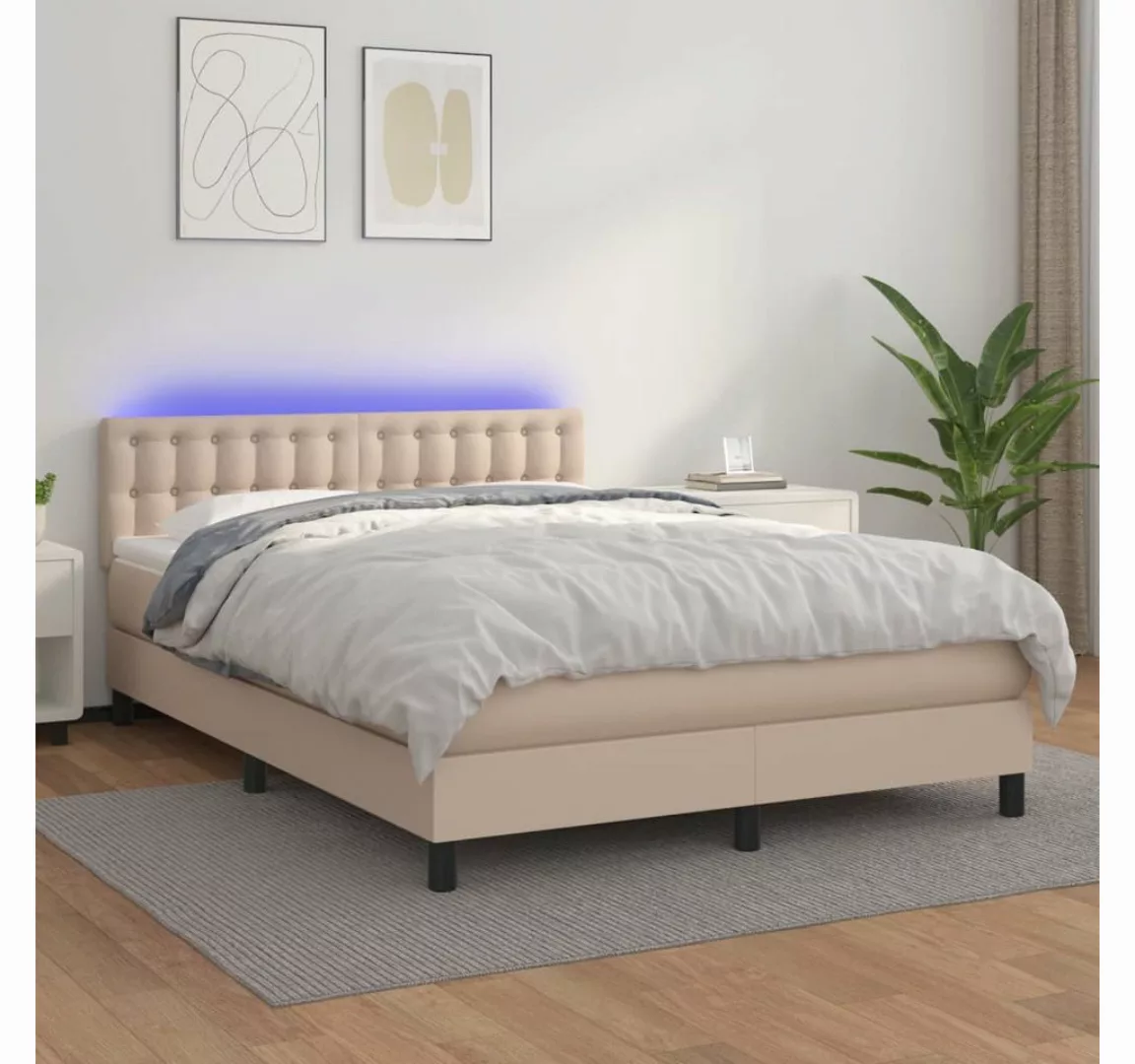 vidaXL Boxspringbett Bett Boxspringbett mit Matratze & LED Kunstleder (140 günstig online kaufen