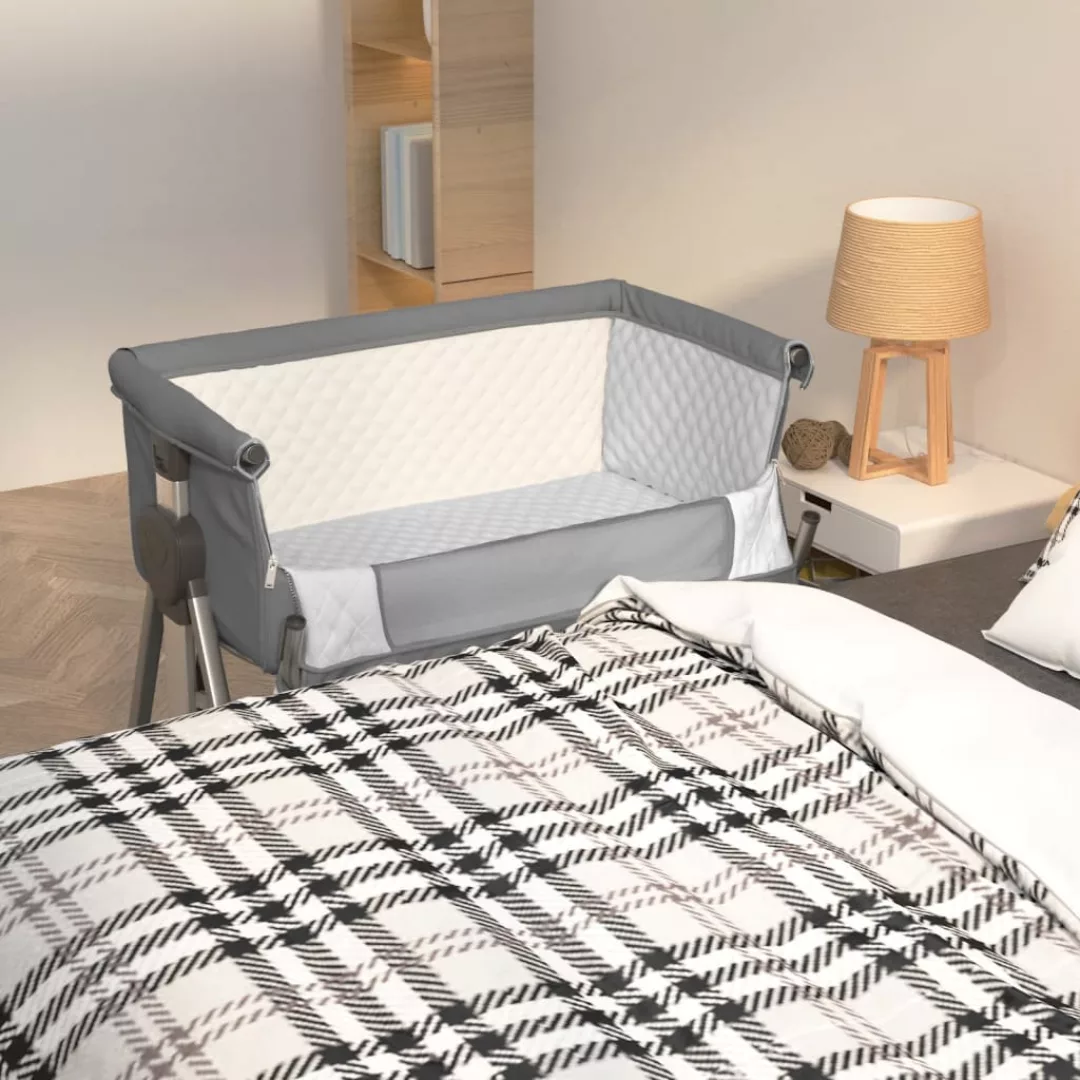 Vidaxl Babybett Mit Matratze Dunkelgrau Leinenstoff günstig online kaufen