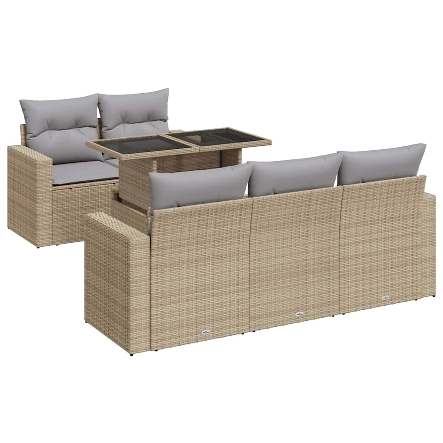 vidaXL 6-Tlg Garten-Sofagarnitur mit Kissen Beige Poly Rattan 3326250 günstig online kaufen