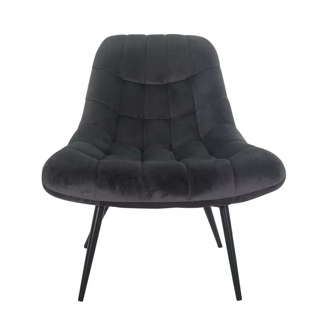 Samt Lounge Sessel in Dunkelgrau Retro Design günstig online kaufen