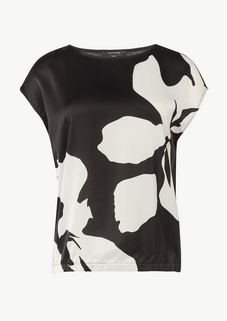 Comma Kurzarmshirt T-Shirt mit abstrakter Musterung Raffung günstig online kaufen