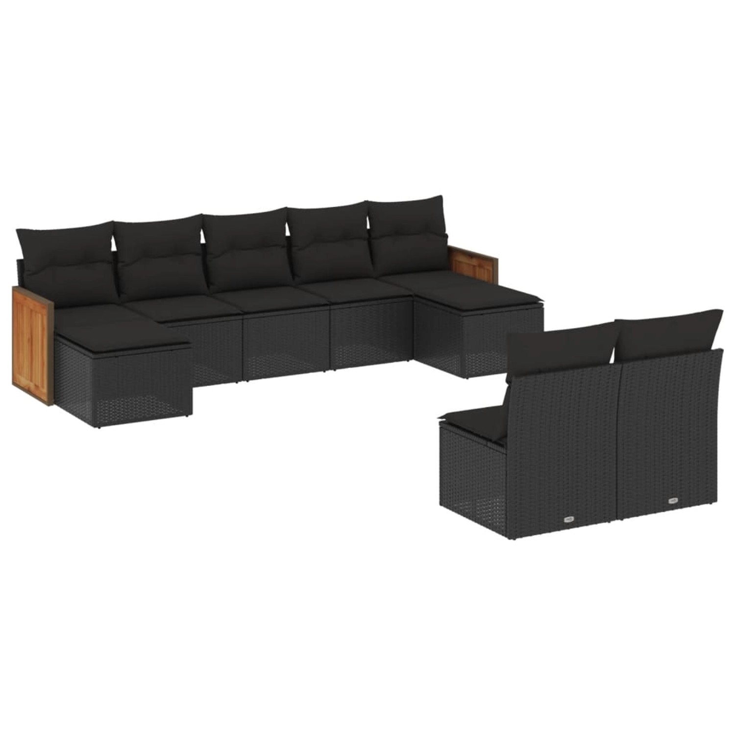 vidaXL 9-Tlg Garten-Sofagarnitur mit Kissen Schwarz Poly Rattan 3228050 günstig online kaufen