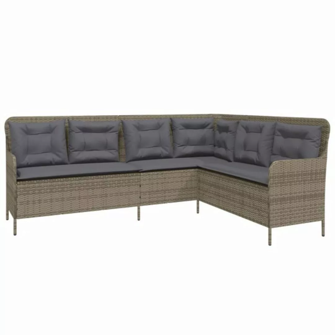 vidaXL Loungesofa Gartensofa in L-Form mit Kissen Grau Poly Rattan, 1 Teile günstig online kaufen