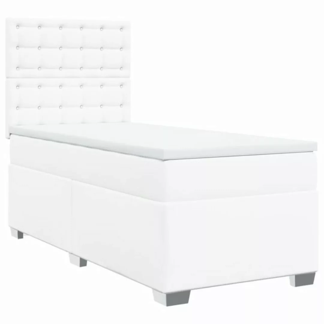 vidaXL Bett Boxspringbett mit Matratze Weiß 90x200 cm Kunstleder günstig online kaufen