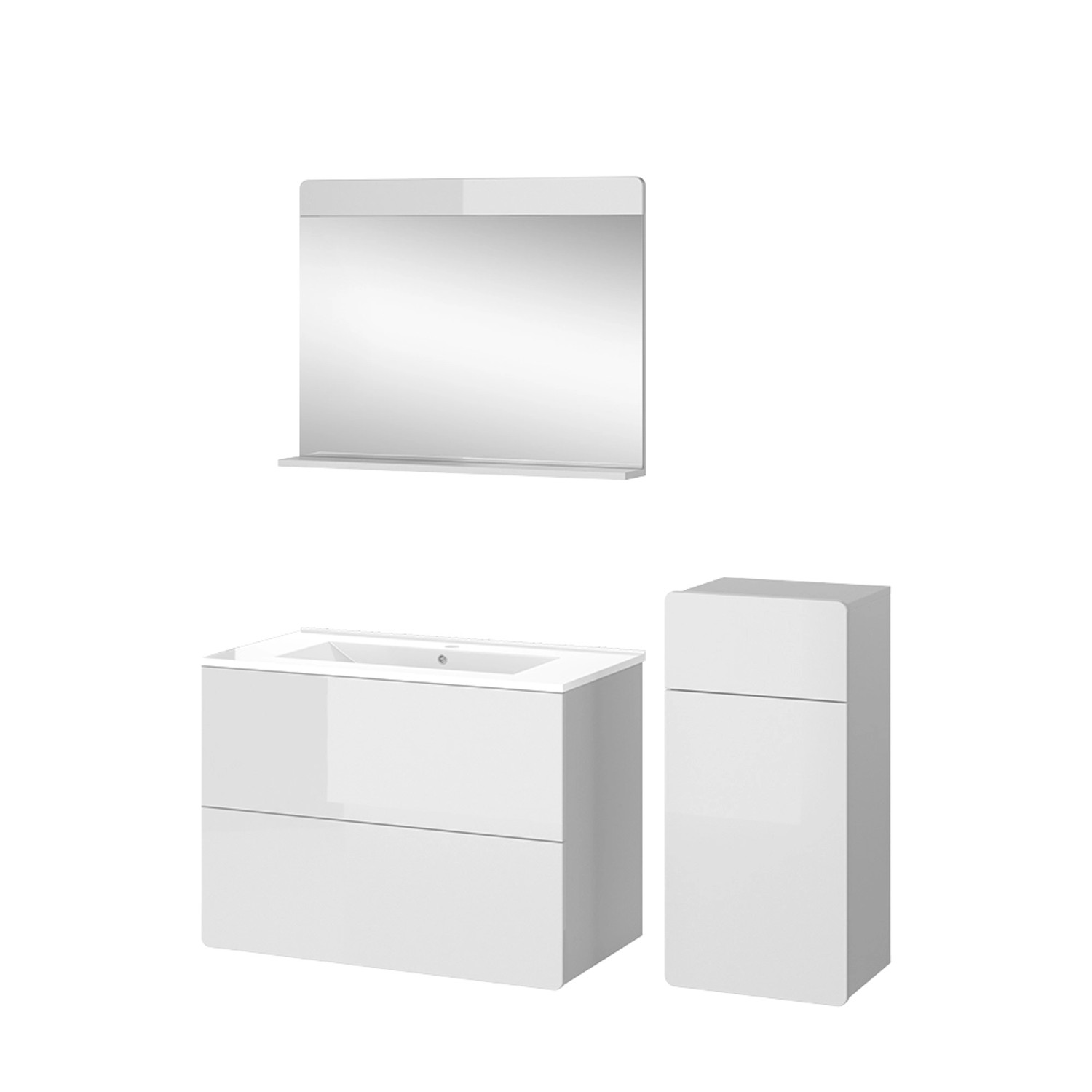 Vicco Badmöbel-Set Izan, Weiß Hochglanz, 4 günstig online kaufen