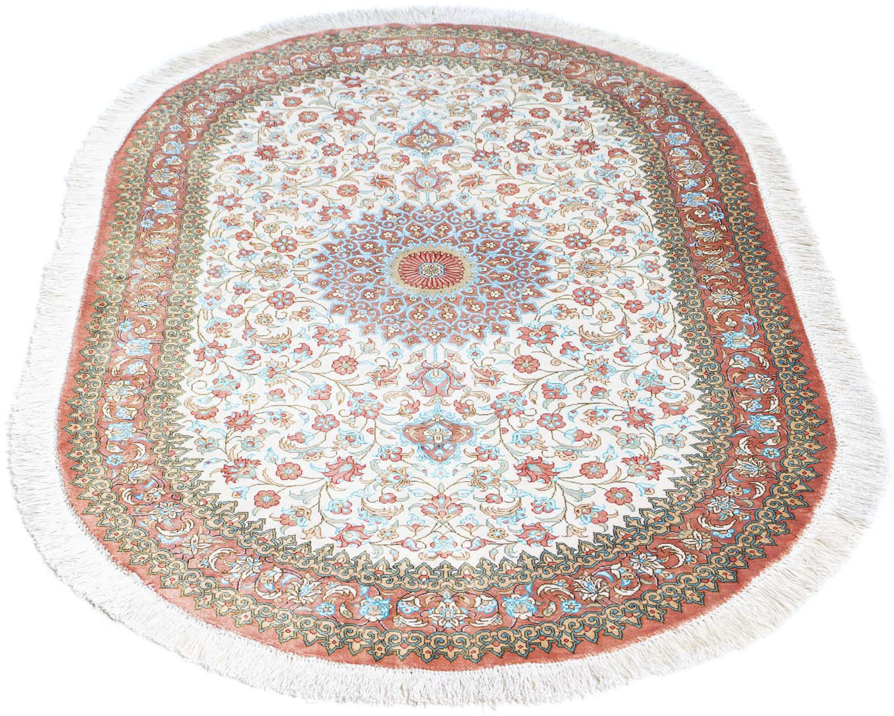 morgenland Orientteppich »Perser - Ghom oval - 120 x 76 cm - beige«, oval, günstig online kaufen