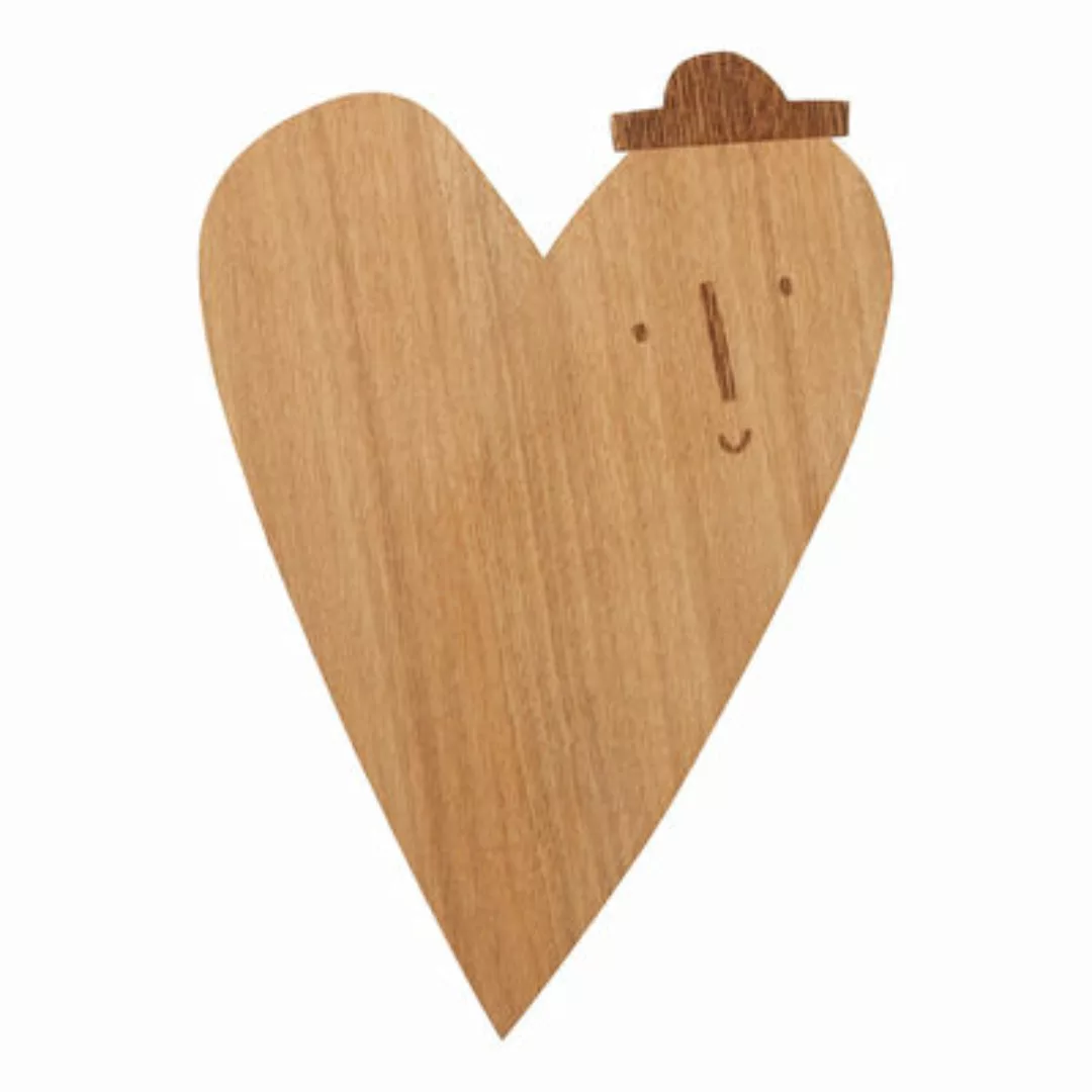 Wandleuchte mit Stromkabel Heart holz natur / Holz - L 24,5 x H 35 cm - Fer günstig online kaufen
