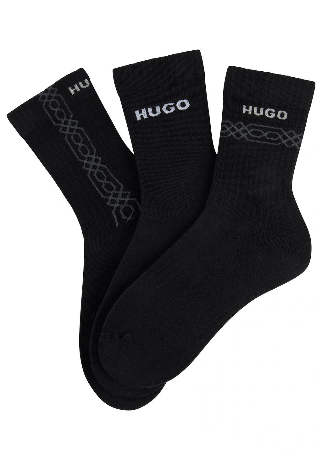 HUGO Underwear Kurzsocken, (Packung, 3 Paar, 3er), Logoschriftzug, grafisch günstig online kaufen