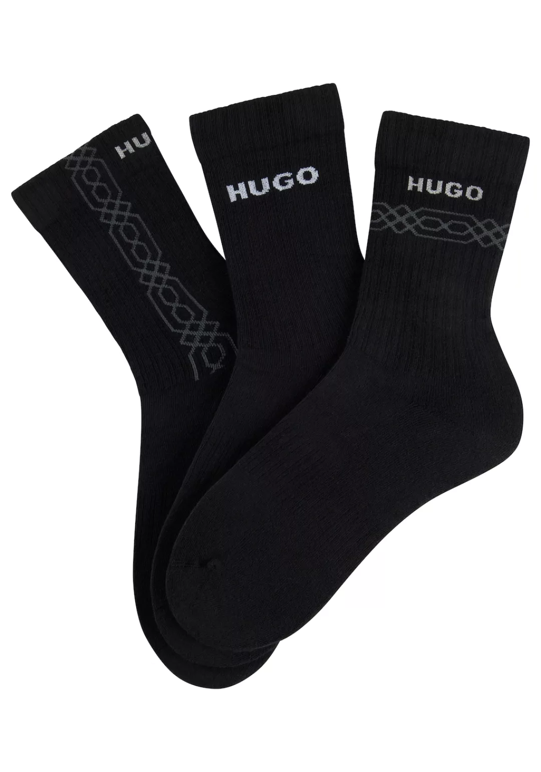 HUGO Underwear Kurzsocken, (Packung, 3 Paar, 3er), Logoschriftzug, grafisch günstig online kaufen