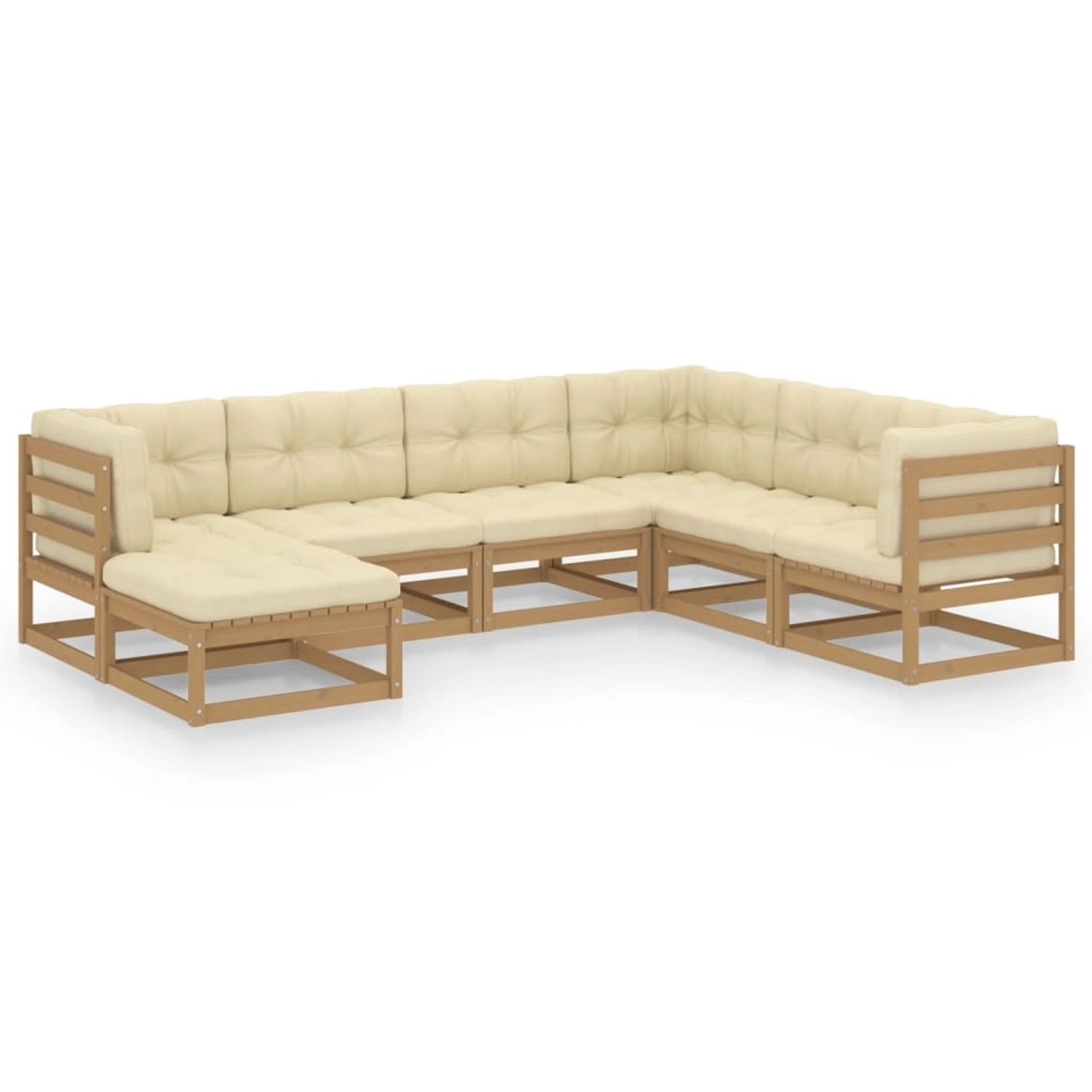 7-tlg. Garten-lounge-set Mit Kissen Kiefer Massivholz günstig online kaufen