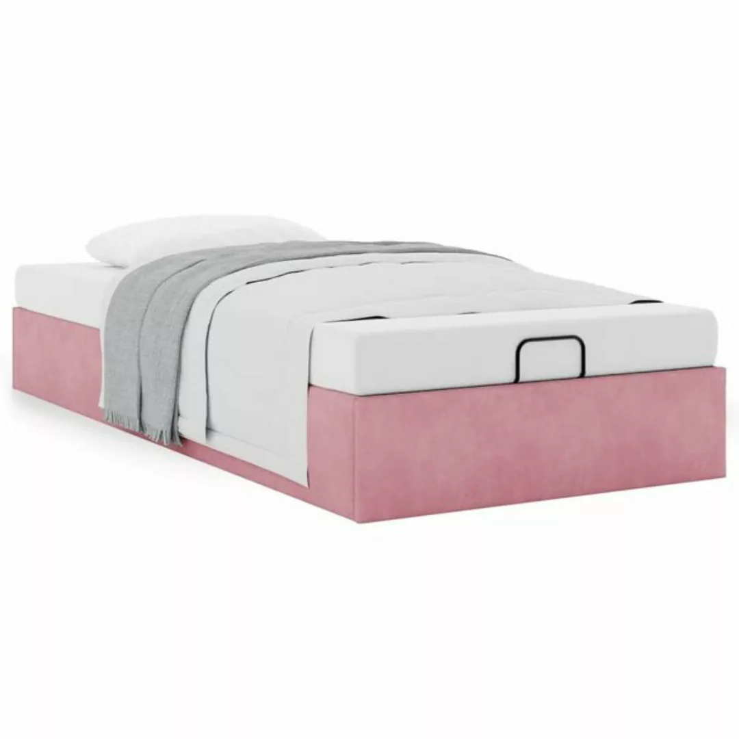 vidaXL Bett, Ottoman-Bett ohne Matratze Rosa 100x200 cm Samt günstig online kaufen