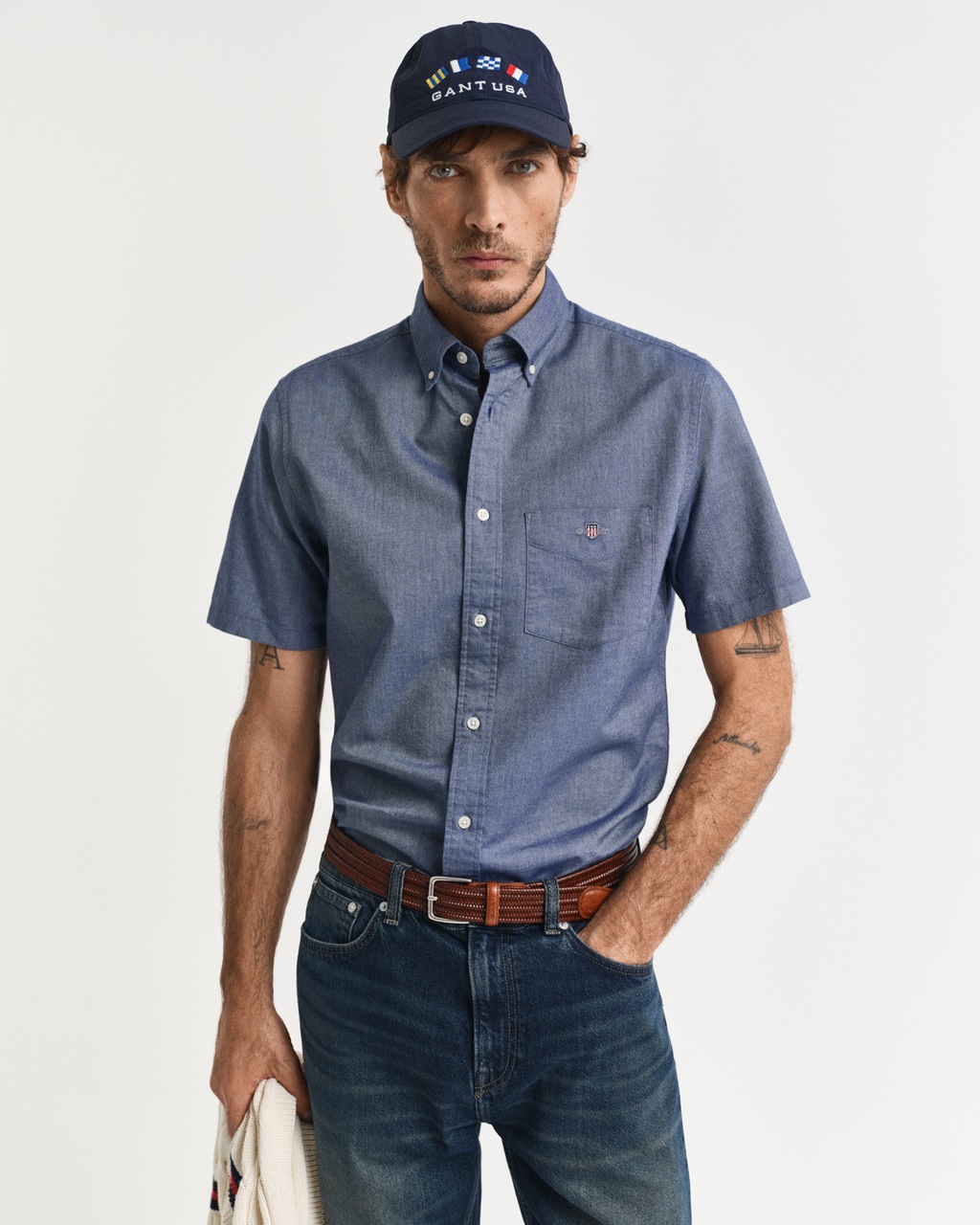 Gant Kurzarmhemd "REG OXFORD SHIRT", Gant-Stickerei günstig online kaufen